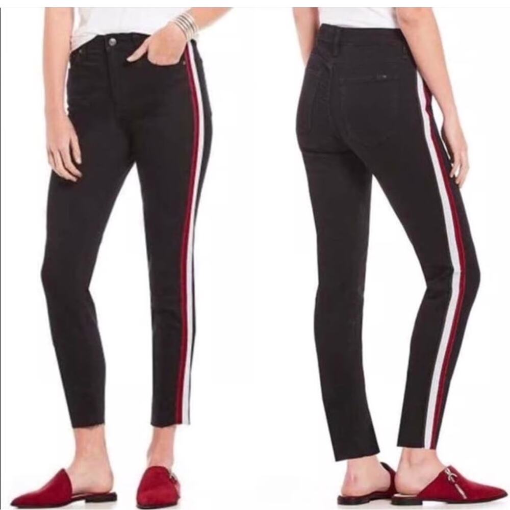 Joe's Flawless The Charlie High Rise Skinny Ankle Jeans Black Striped Size 24
